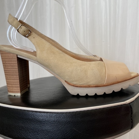 Gadea sling back, wood stack block heels, open toe shoes - Picture 5 of 16